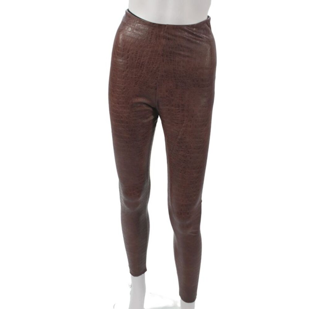 Commando Womens Brown Animal Print Ankle Leggings 65% Polyurethane Size M